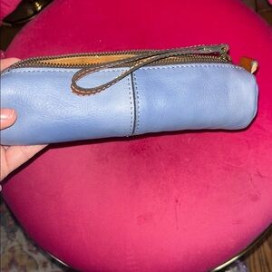 Patricia Nash Blue Leather Pen Pouch